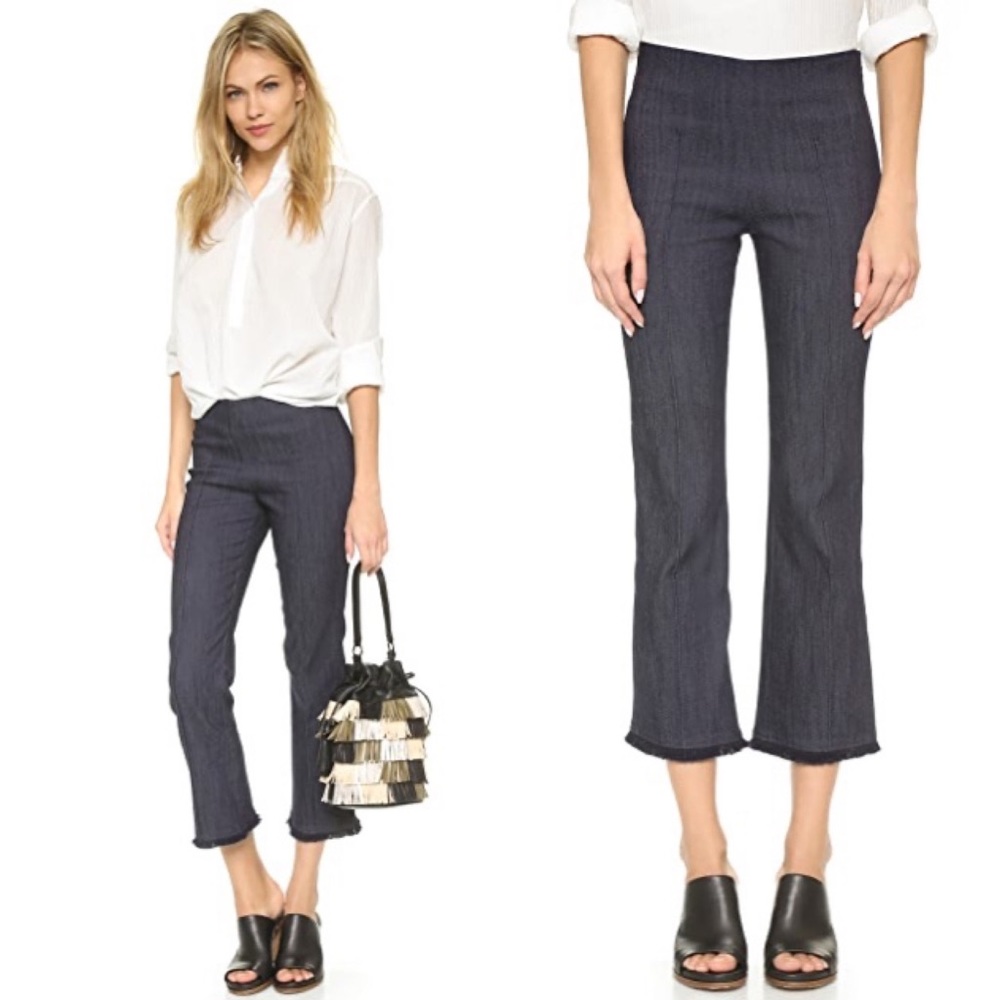 elizabeth & james | roberta raw hem indigo cropped flare jeans 6 nwt